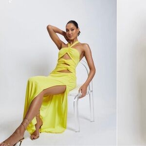 Yellow Meshki cutout gown